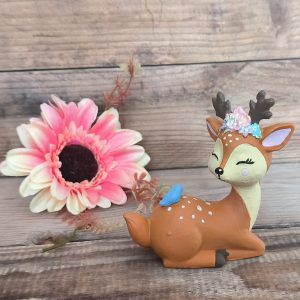 Virágfejdíszes őzike madárkával (nagyobb méret)