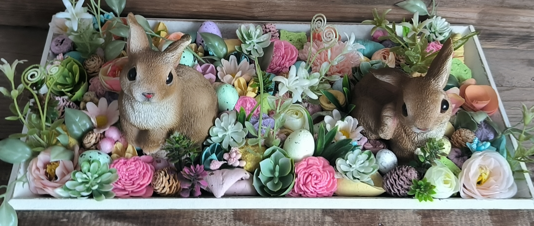 🌸🐰 Tavaszi Nyuszis Virágmező – Mesés dekoráció 40 × 21 cm-en 🐰🌸 - Image 3