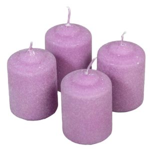 Glitteres henger gyertya - mályva (4 db/csomag)