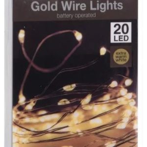 Arany drótkábeles fényfüzér 20 LED-es