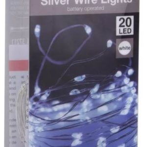 Ezüst drótkábeles fényfüzér 20 LED-es