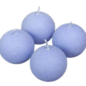 Glitteres gömb gyertya - lila (4 db/csomag)