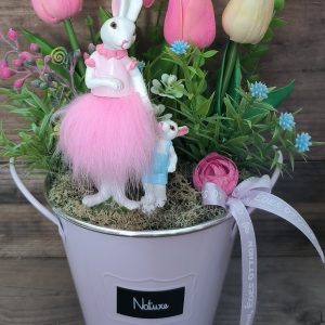 🌷💗 Nyuszimama kisfiával - vödrös dísz💗🌷