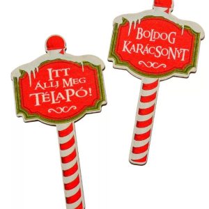 Nyomtatott fa karácsonyi megállító tábla 12cm 2db-os