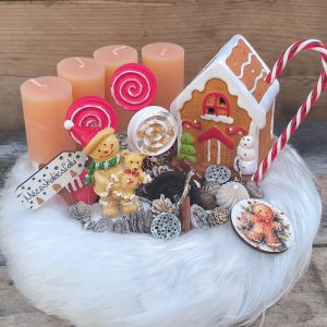 Mézeskalács falu adventi koszorú