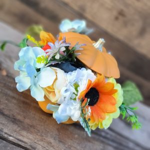 Virágokkal töltött tök kaspó - narancs