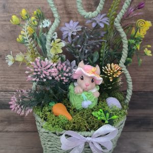 🌸🐰 Tavaszi nyuszis kosár🐰🌸 - szürke