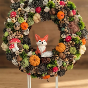 Rókás őszi ajtódísz (28 cm)